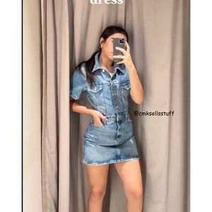 ZARA NEW WOMAN SHORT Z1975 DENIM SHIRT DRESS MID-BLUE M 6147/159